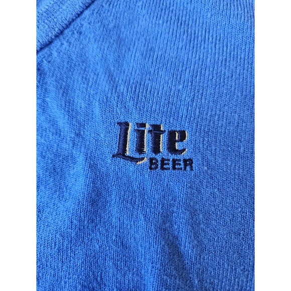 Vtg La Mode Lite Beer Logo V-Neck Sweater Blue Sz S Cashmerlon Miller Lite - Picture 3 of 9